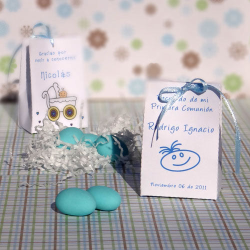 Cajita carita recuerdo bautizo baby shower Chile