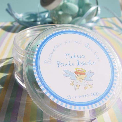 Frasco almendras niñito recuerdo bautizo baby shower Chile